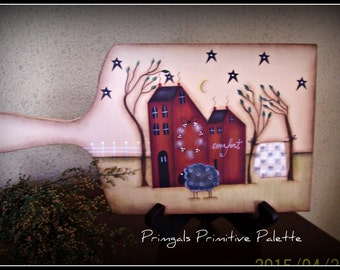 Primitive Saltbox Wood Cutting Board Home Decor Kitchen