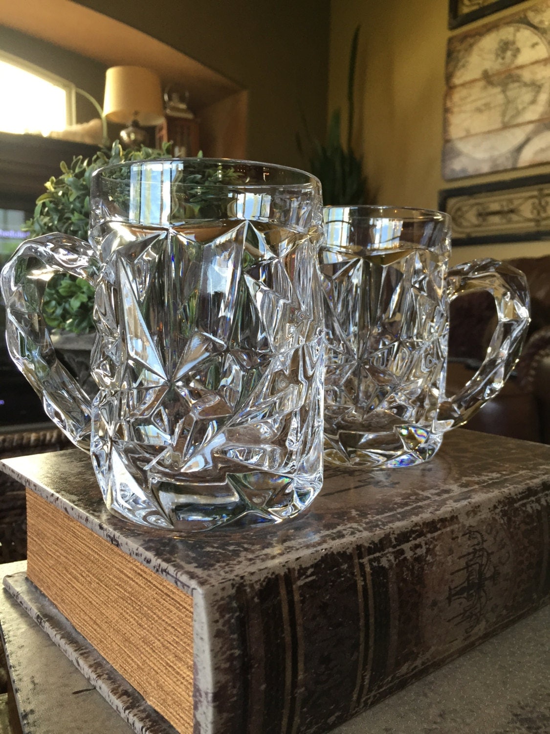 Vintage Tiffany and Co Crystal Beer Mug Rock Cut Pattern