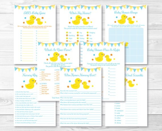 Rubber Ducky Baby Shower Games Package / Rubber Duck Shower