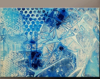 Blue Abstract Canvas Art Painting 18x24 Original Contmporary Paintings by Destiny Womack - dWo - All The Broken Pieces