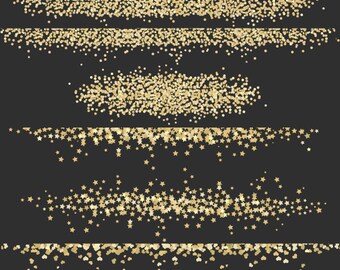 Confetti clipart - gold confetti clip art borders round circle star hearts confetti high resolution digital commercial use Christmas