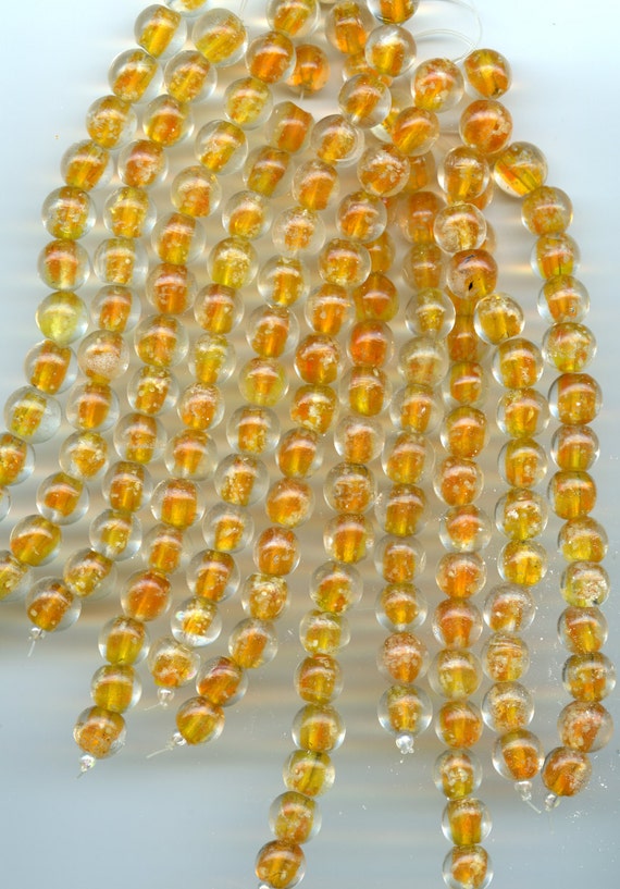 GLOW in the DARK Orange Round Glass Beads 12mm 15 to a