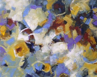 ABSTRACT PAINTING Expressionistic ART Original Painting "Capricious" Acrylic on 24" x 48" canvas by Contemporary Artist Elizabeth Chapman
