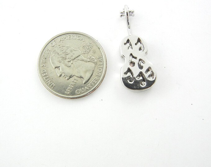 Dimensional Silver-tone Rhinestone Violin Pendant