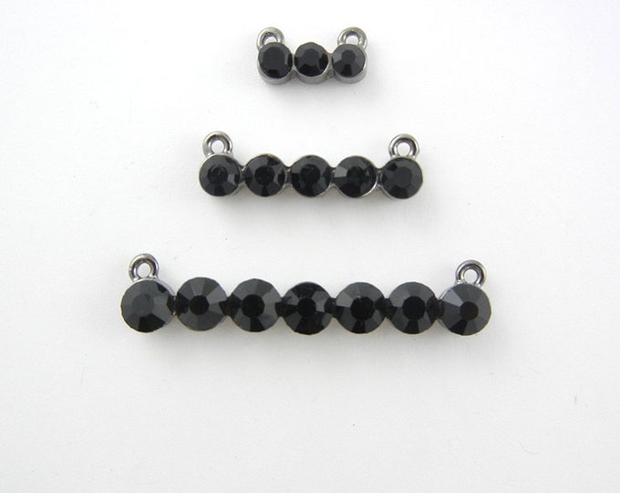 Set of 3 Black Rhinestone Double Link Pendants