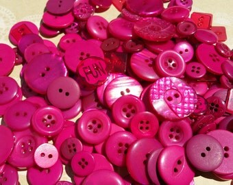 Pink Buttons - Sewing Bulk Button - Dark Pink Buttons - 100 Buttons - Deepest Magenta Pink