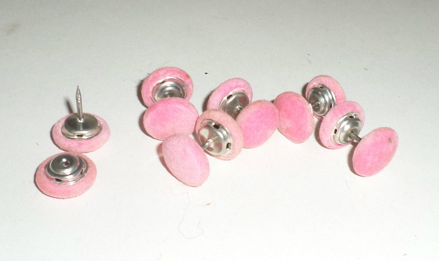 Vintage Push Pins Fabric Covered Pins 2 Piece by carriesattic