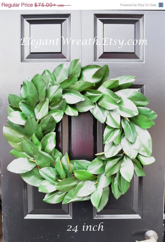 SUMMER SALE Magnolia Leaf Wreath Artificial by ElegantWreath