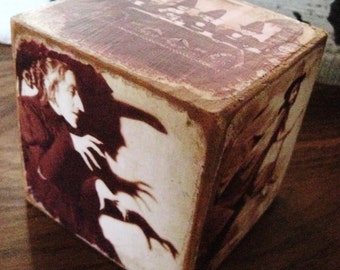 Primitive Halloween Witch Block 6-sided Wooden Block