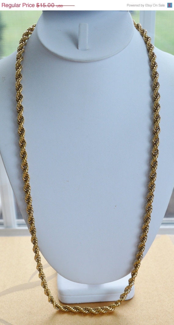 On Sale Pretty Vintage Gold tone Rope Chain by Beadazzle27 on Etsy