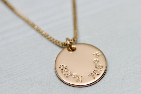 Custom coordinates necklace gold disc necklace by SeaAndCake