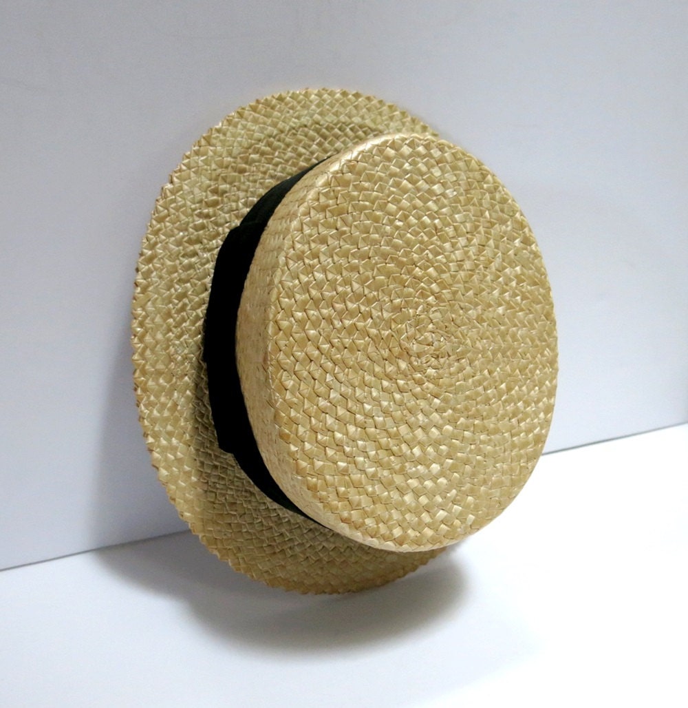 Straw Boater Mens Hat Stetson Vintage Skimmer by CoconutRoad