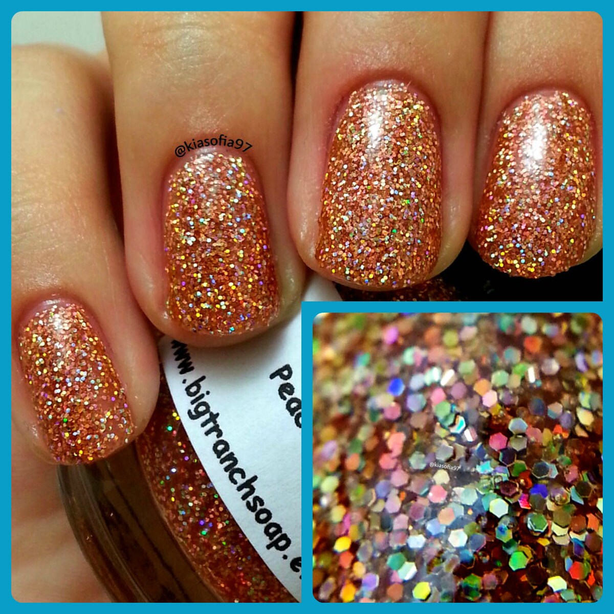 Holographic Nail Polish Micro Glitter Top Coat Peach