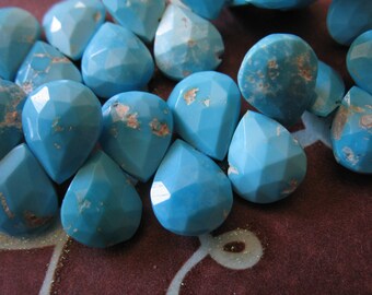 Shop Sale.. 1 5 10 pcs, 9-10 mm SLEEPING BEAUTY Turquoise Heart Briolette, Luxe AAA, Robins Egg Blue Turquoise, december birthstone 910 solo