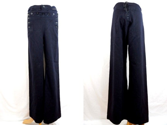 wide leg sailor pants with buttons