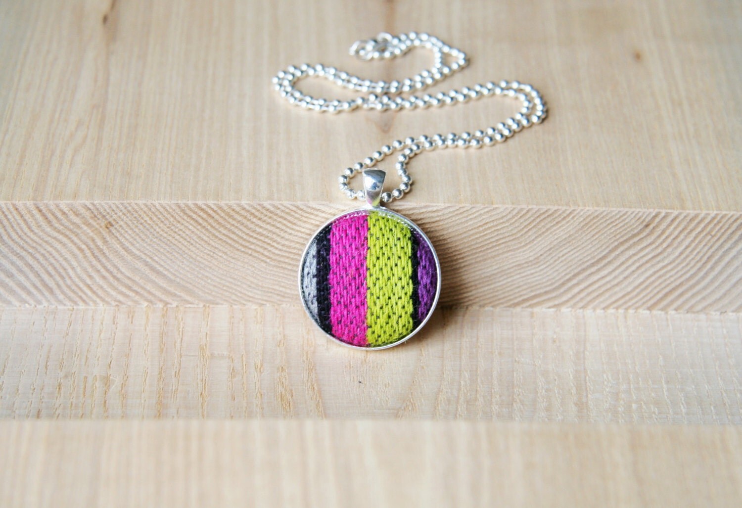 Fabric Pendant Necklace Colorful pendant Necklace by SmArtAnna