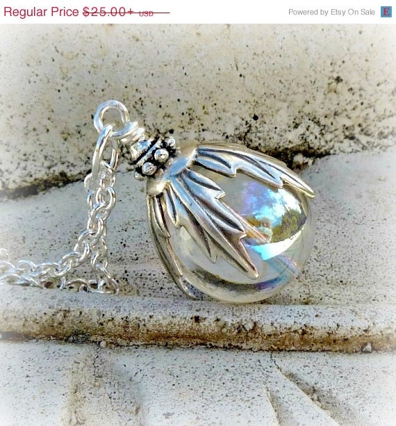 Summer Sale 15 off Crystal Ball Pendant Necklace by LunarBelle