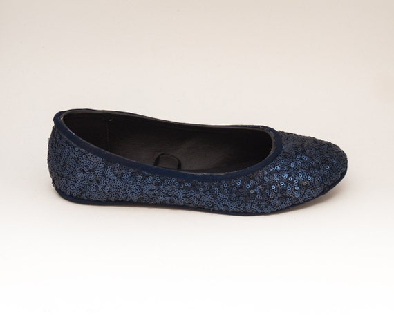 Sequin Navy Blue Ballet Flats Slippers Sparkle by princesspumps