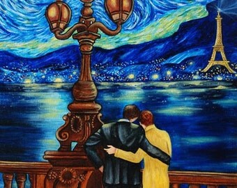 Items similar to Art Greeting Card van Gogh Inspired Paris ...