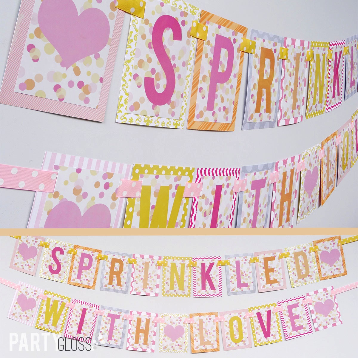 Sprinkled With Love Baby Shower Banner Decorations Fully