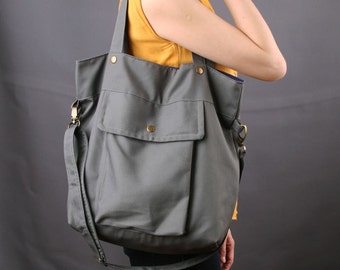 Ready To Ship-Sale 20%OFF-Gray Casual Tote/messenger bag/shoulder bag/school bag/laptop bag/handmade bag/sling bag/purse/For Her/For Him-083