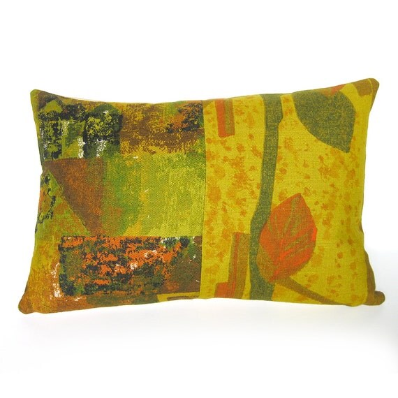 Throw Pillow Mid Century Modern Linen Pillow Cover 1950s