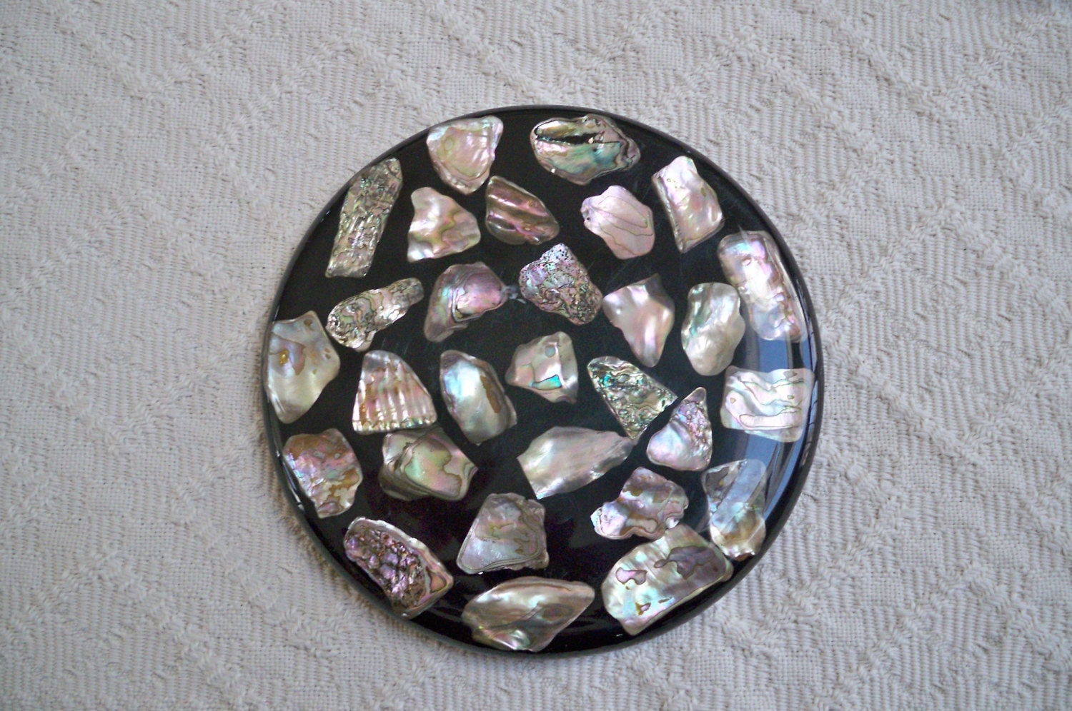 Vintage Home Dining Serving Trivet Abalone Shell Round Trivet Haute Juice