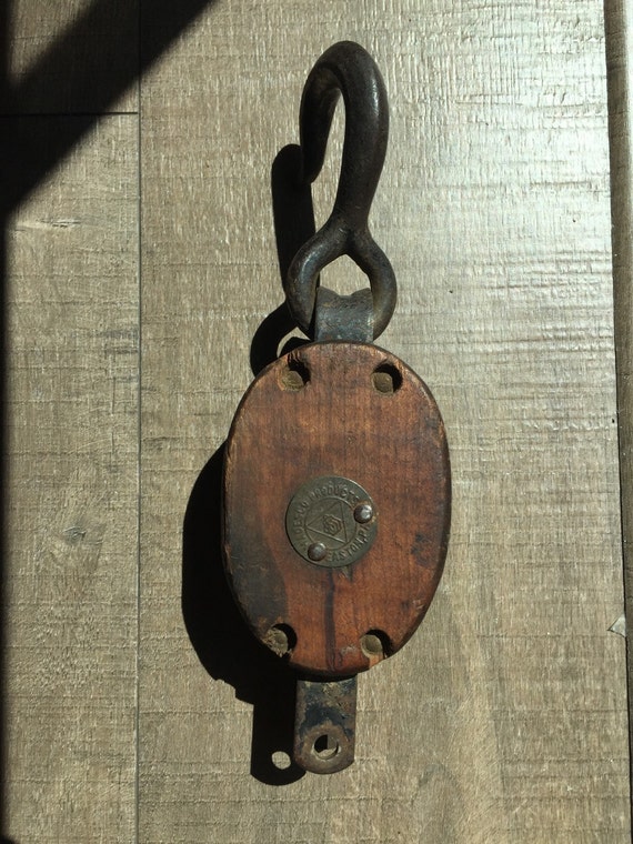 Vintage cast iron wood pulley antique industrial by cooleyhigh
