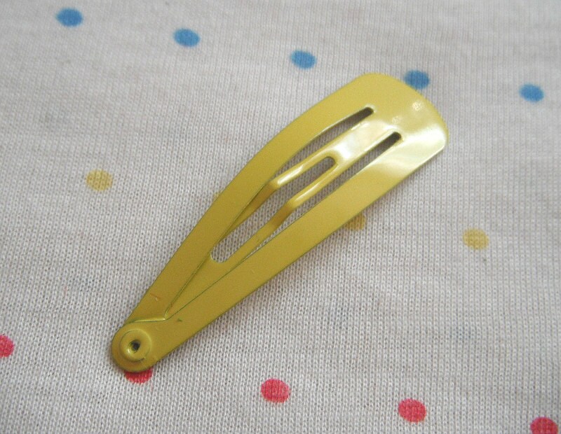 Yellow Enamel Hair Clips, Metal Hair Clips, Snap Clips, 50 mm Long (8