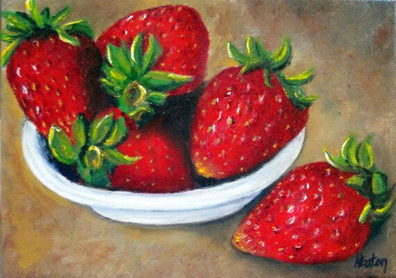 Strawberry Painting Strawberry Still Life Still by WordWeaverArt