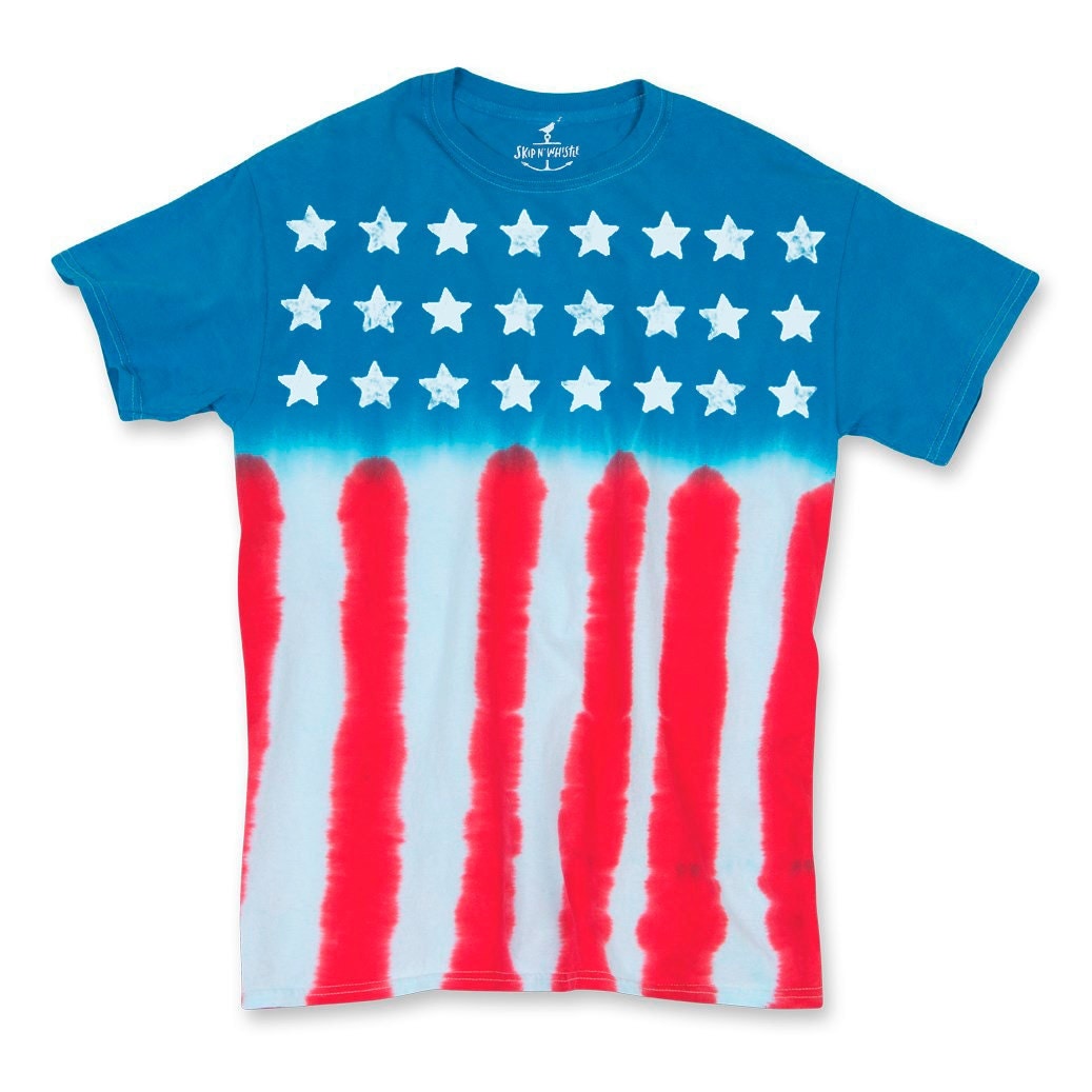 AMERICAN FLAG T SHIRT Tie Dye Mens unisex T-shirt by skipnwhistle