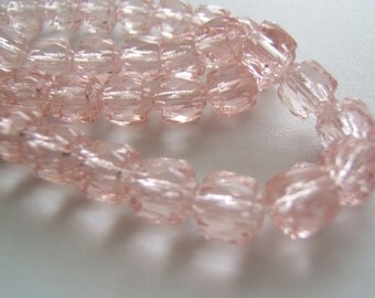 Light Pink Faceted Cathedral Czech 6mm Beads