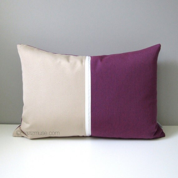 Plum Color Block Pillow Cover Modern Outdoor Pillow Cover