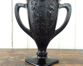 Vintage Black Amethyst Trophy Vase