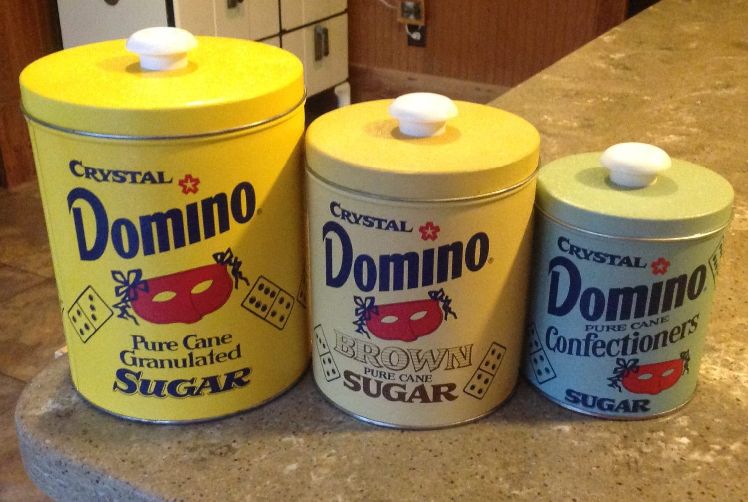 Vintage Crystal Domino Sugar Advertising Tin Canister Pure Cane