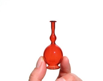 Miniature Bottle in Red, Hand Blown Glass