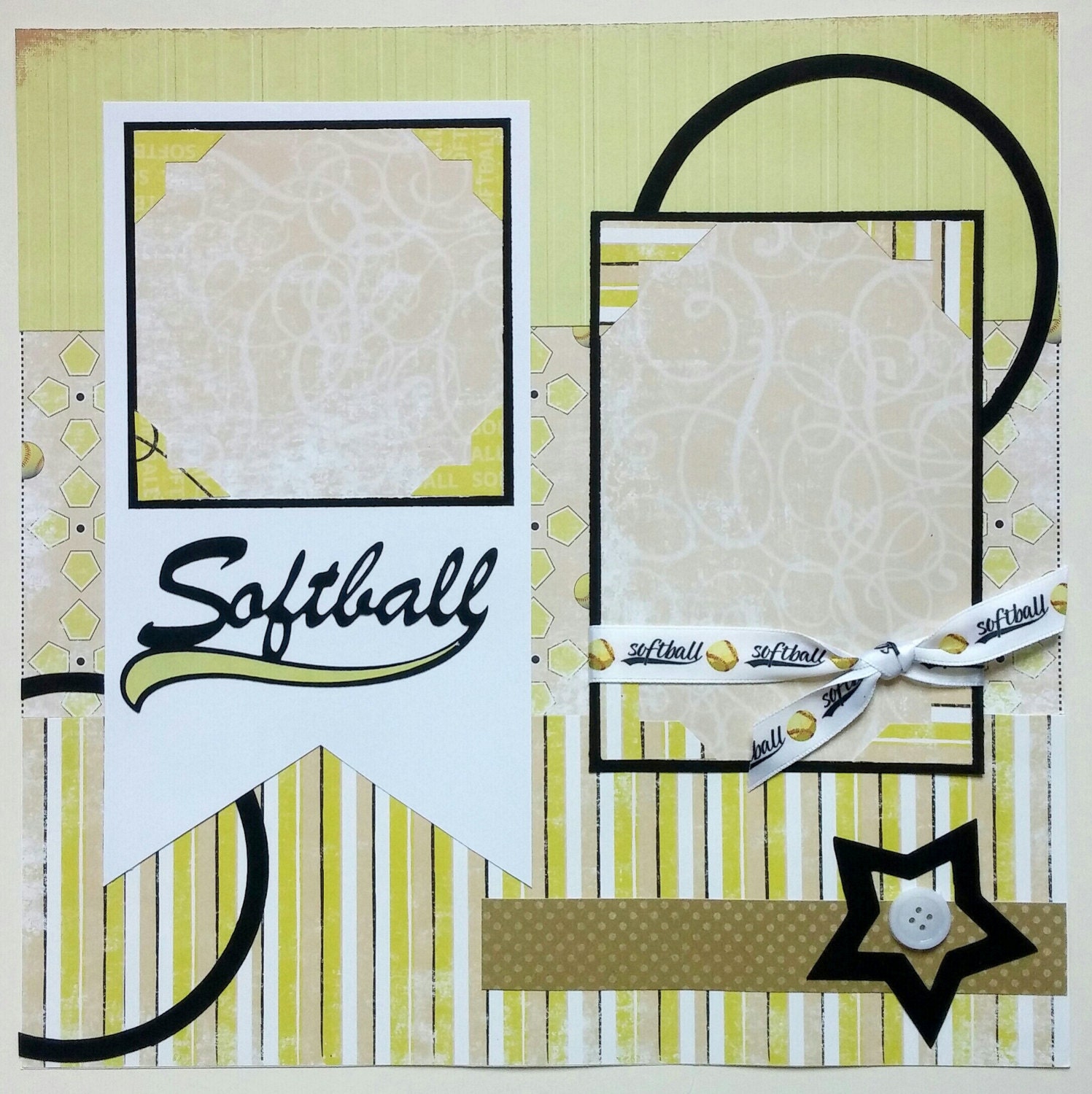 Softball premade scrapbook layout Scrapbook layouts softball