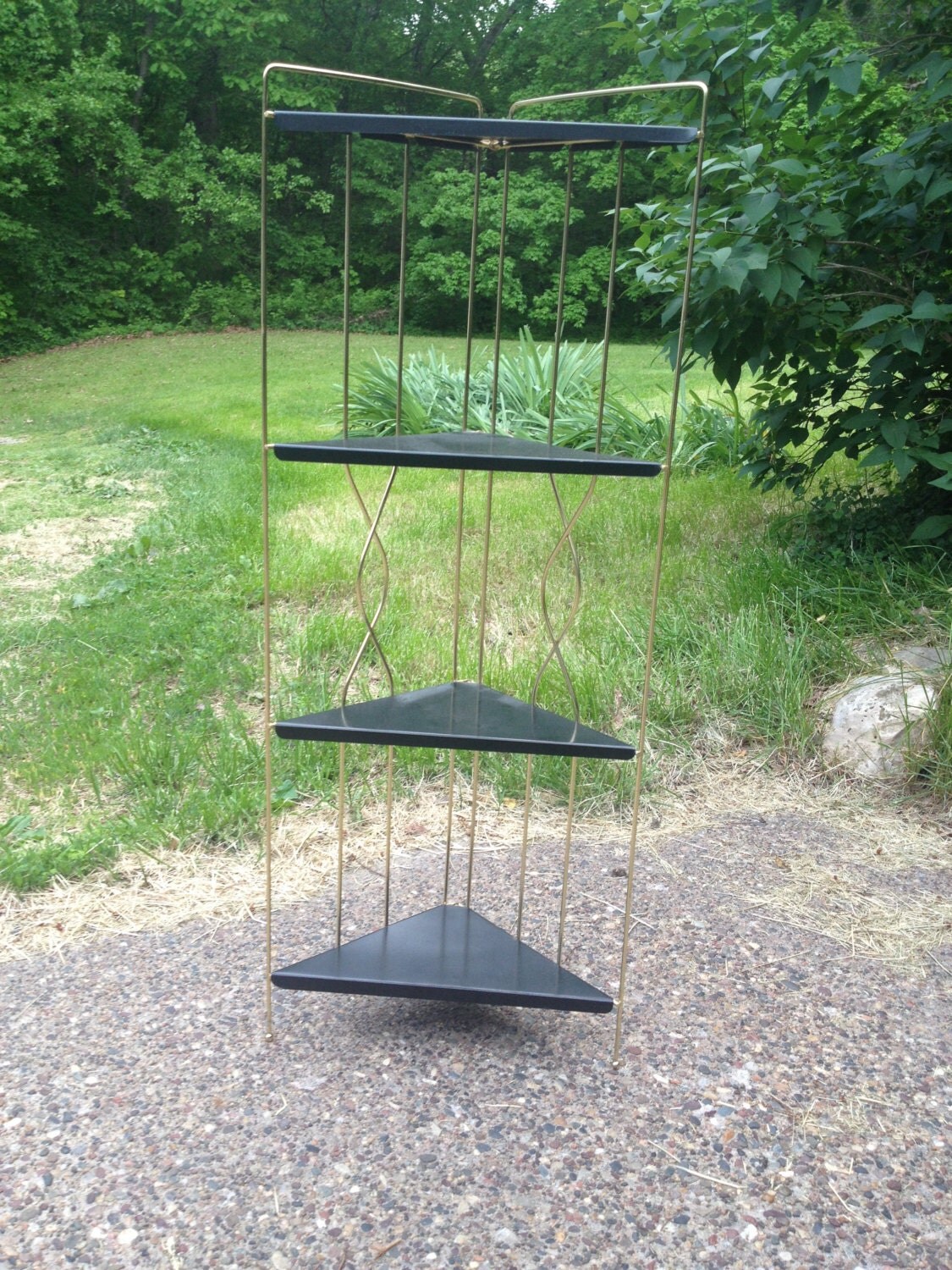 Mid Century Modern Metal corner Stand or Shelf Haute Juice