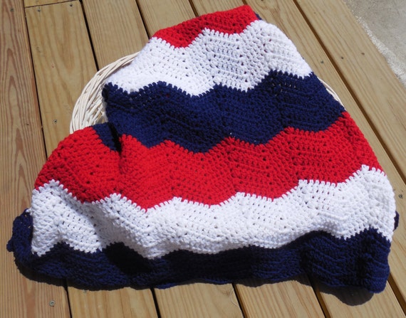 Patriotic Ripple Crochet Baby Blanket, Red, White and Blue Baby Blanket ...