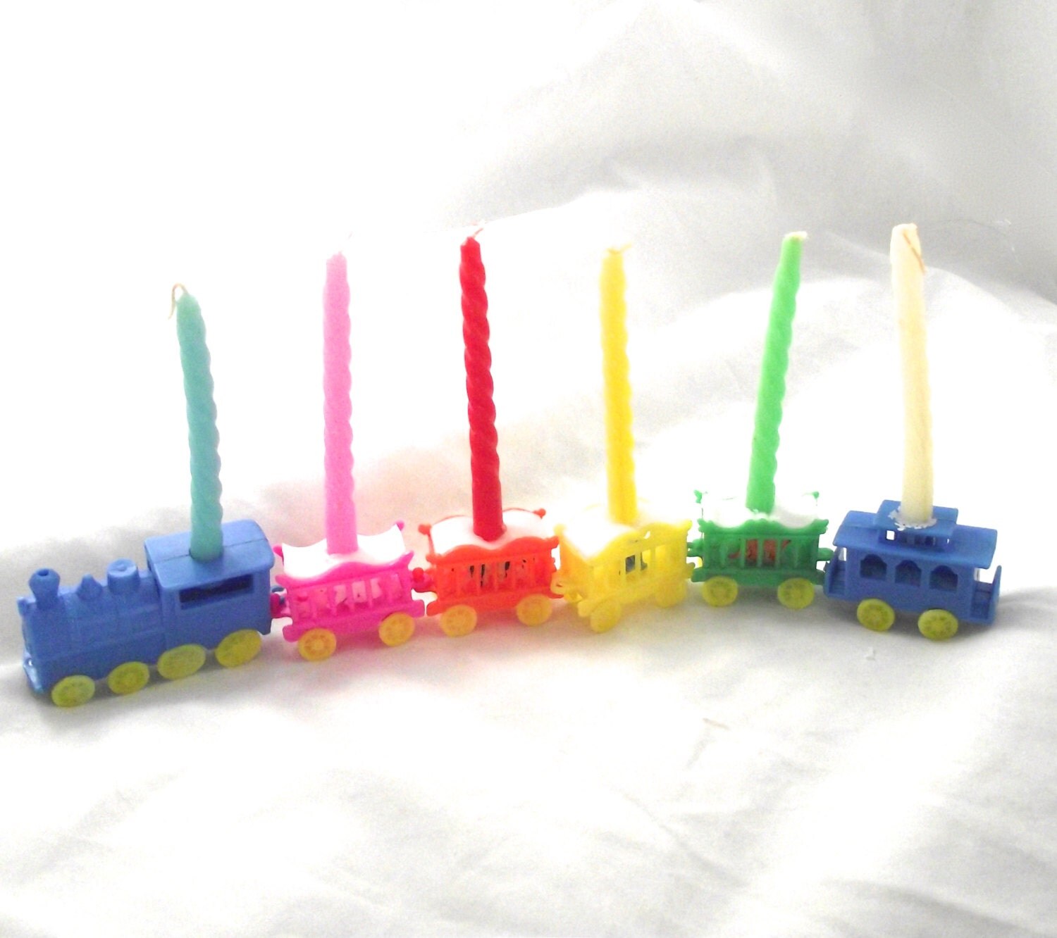 Train Birthday Candle Holder Vintage Plastic Cake Topper