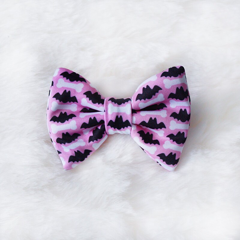 Micro Mini Pink Bats N' Bones Hair Bow