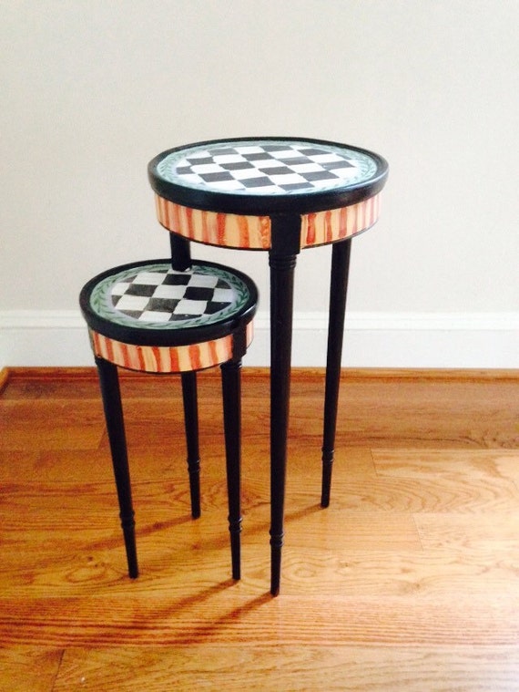 Very small hand painted one of a kind side table