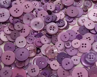 50 Buttons Lilac, Orchid , ASSORTED Size Mix Crafting Jewelry Collect (1498)