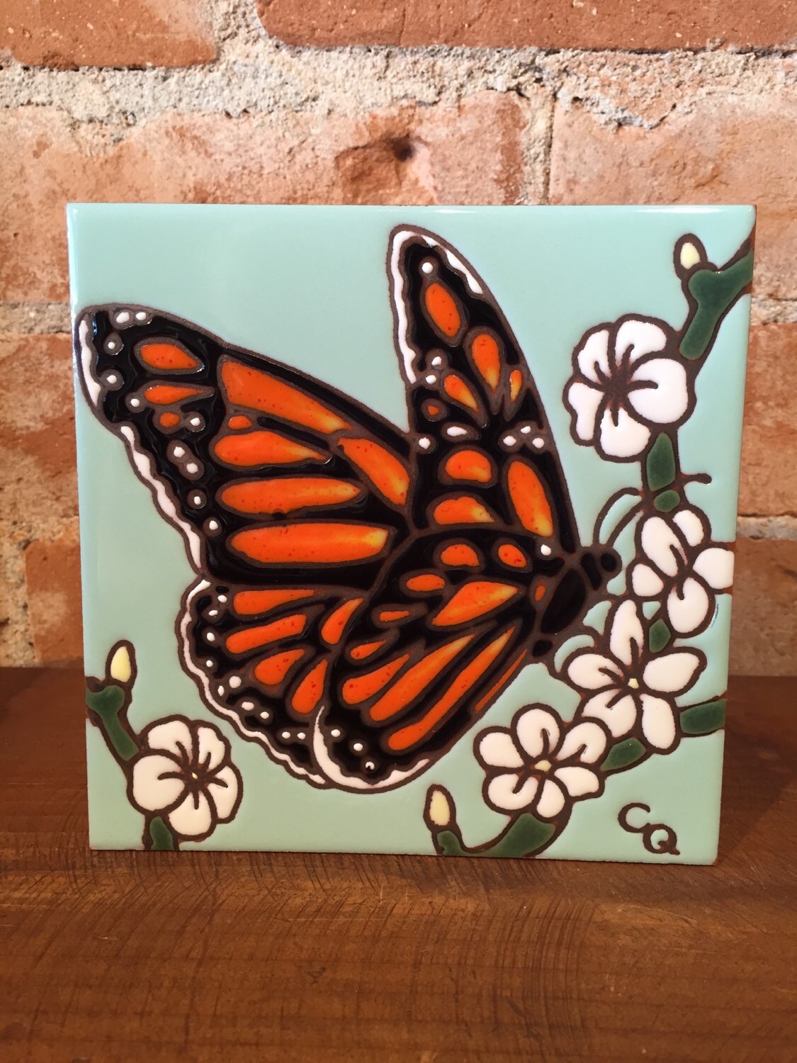 6x6 Monarch Butterfly ceramic tile by CarlyQuinnDesigns on Etsy