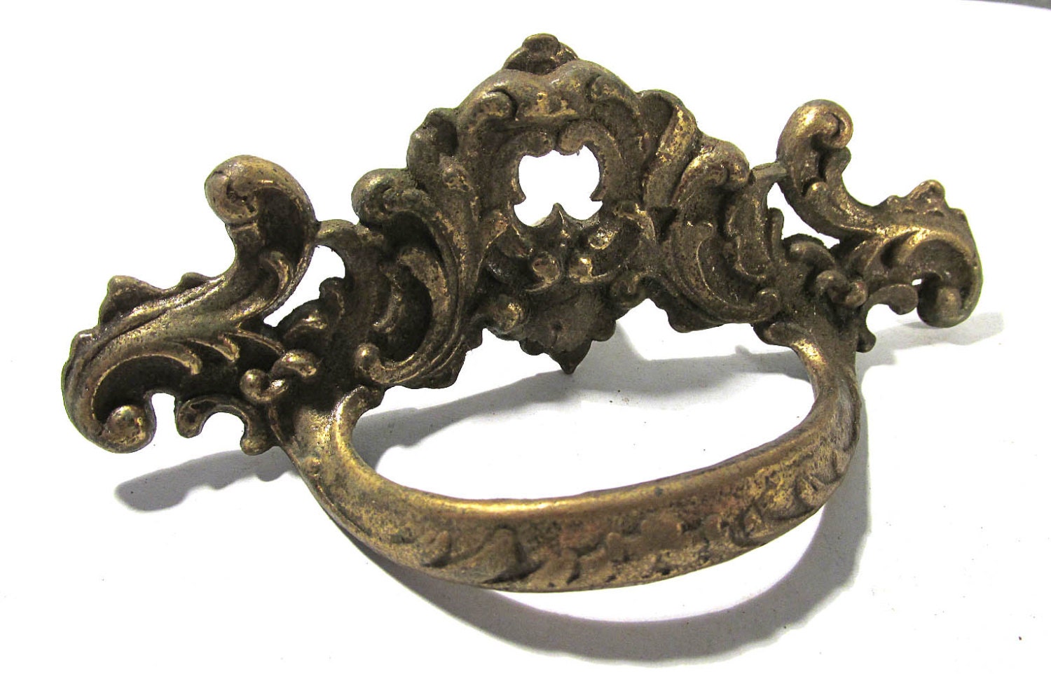 Brass Drawer Pull VINTAGE Ornate Fancy Brass Drawer Pull