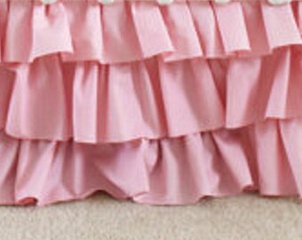 Pink and Ivory Lace Gathered Pink Ruffle Skirt
