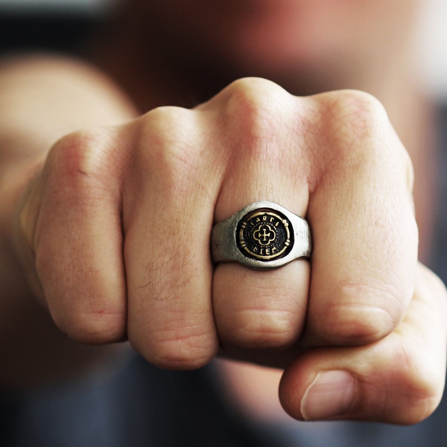 Silver Gold Ring Coin Rings for Men Personalised