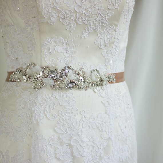 Wedding dress belt Bridal sash Wedding belt Rustic by LeFlowers