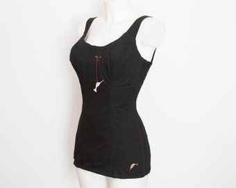 60s black swimmsuit NOS Vintage swimmwear Size M