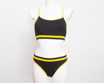 90s bikini NOS Vintage black yellow